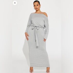 Midnight stroll, Heather Gray Off-Shoulder Maxi Dress